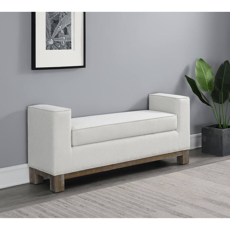 Abbyson Cape Cod Stain-Resistant Fabric Upholstered Bedroom Bench (Queen)