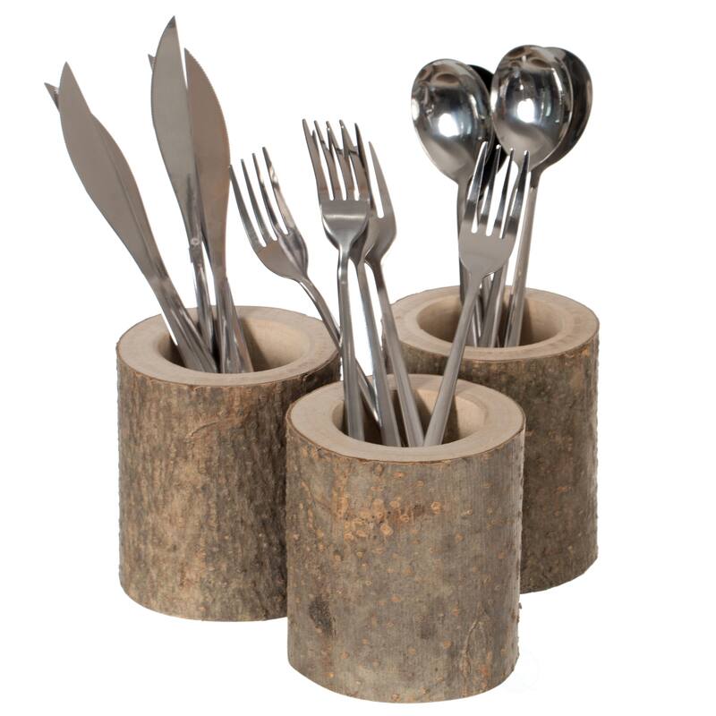 Rustic Wooden Utensil Holders (Set of 3) - Set of 3 - Set of 3