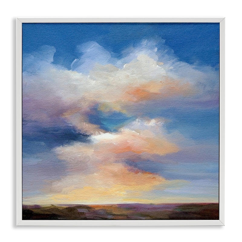 Stupell Luminous Sunset Clouds Framed Giclee Art Design By Karen Hale - 24 x 24 - White