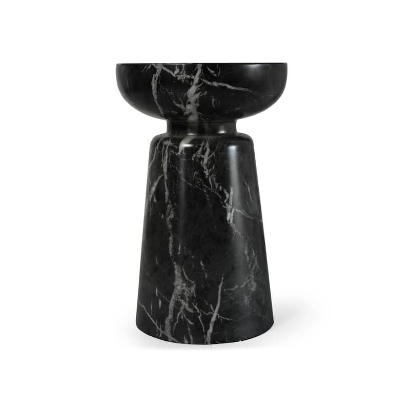Grover Outdoor Faux Stone Chalice Side Table