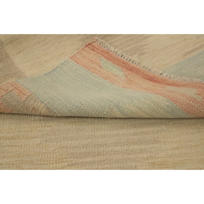 Hand Woven Oriental 100% Wool Carpet Southwestern Tribal Oranges & Rust Kilim Runner Rug - 9' 11'' X 2' 6''