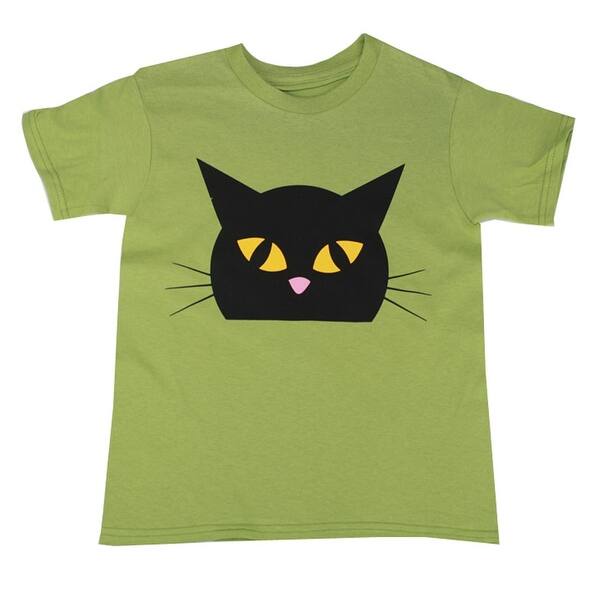 Shop Girls Green Cute Cat Front And Back Cotton T Shirt Free