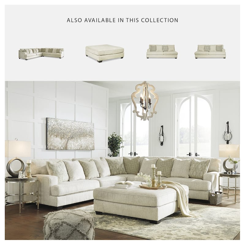 Signature Design by Ashley Rawcliffe Neutral Ivory and Beige 3-Piece Sectional Sofa