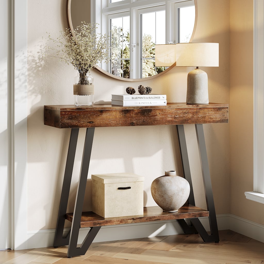 2-Tier Narrow Console Table for Entryway Living Room - 40.5" W x 11.81" D x 31.5" H