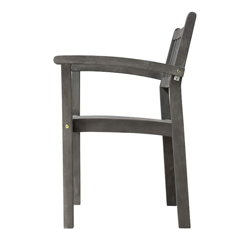 Hakan Wood Patio Curvy Legs Table and Stacking Chair Set
