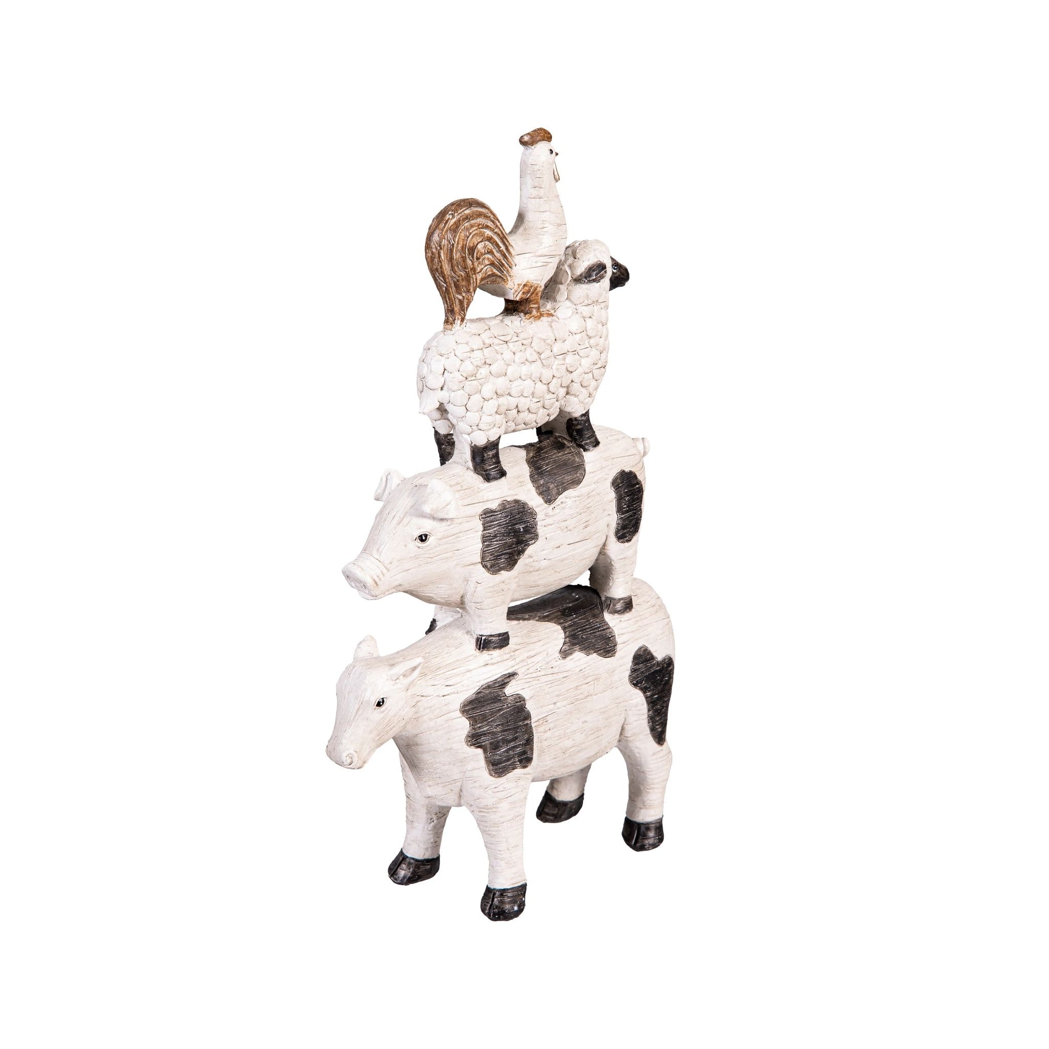 Resin Stacked Farm Animals Garden Statue, 13.5"H