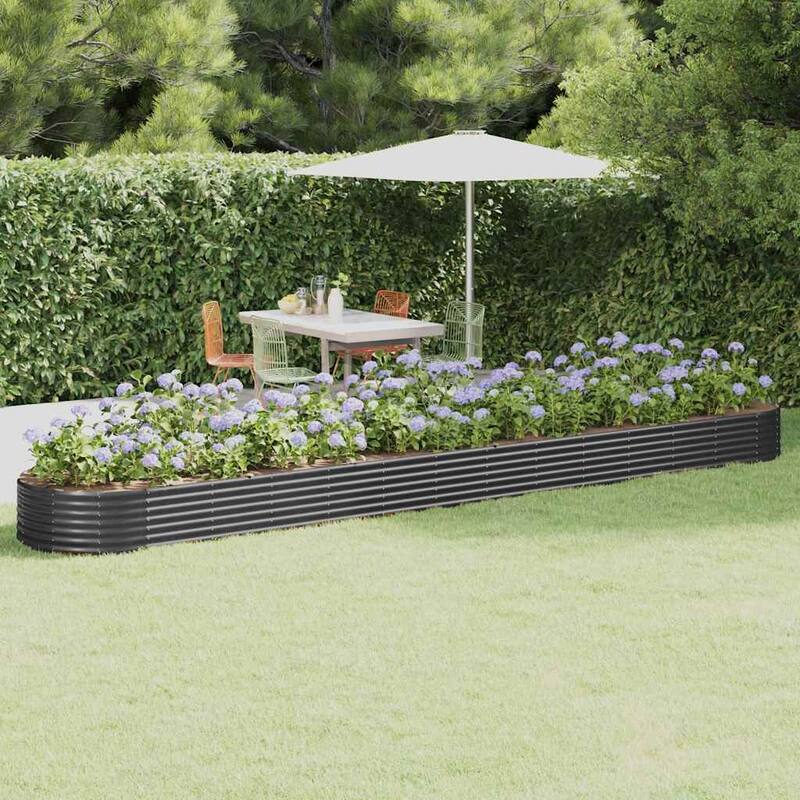 vidaXL Garden Raised Bed Powder-coated steel - 126.8 x 126.8 x 14.2 in - Black - 214.2 x 214.2 x 14.2 in
