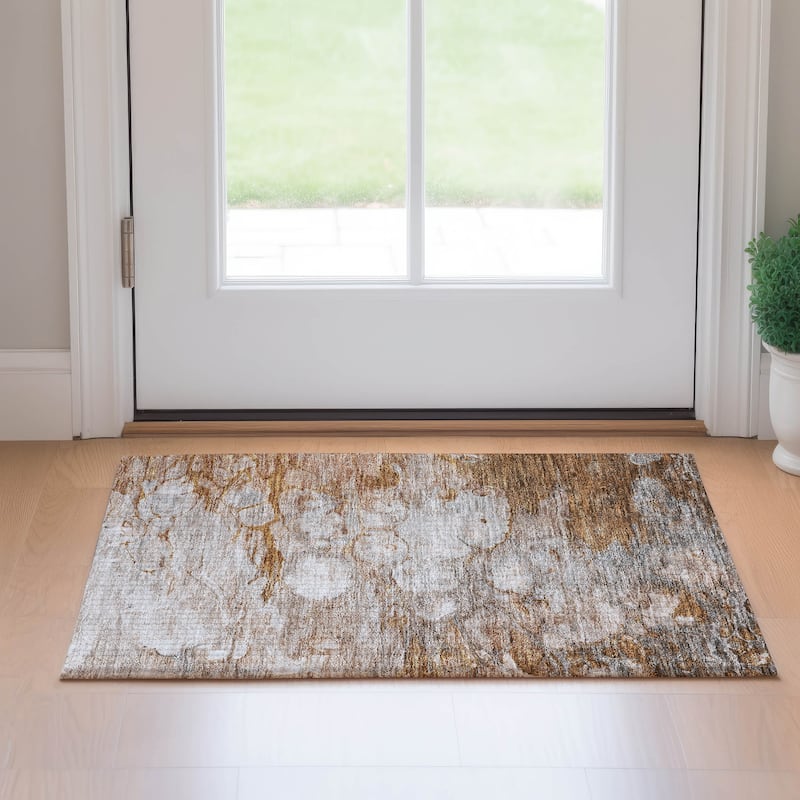 Premium Washable Super Soft Contemporary Ripples Mayfield Rug - Terracotta - 1' 8" x 2' 6" - Rectangle