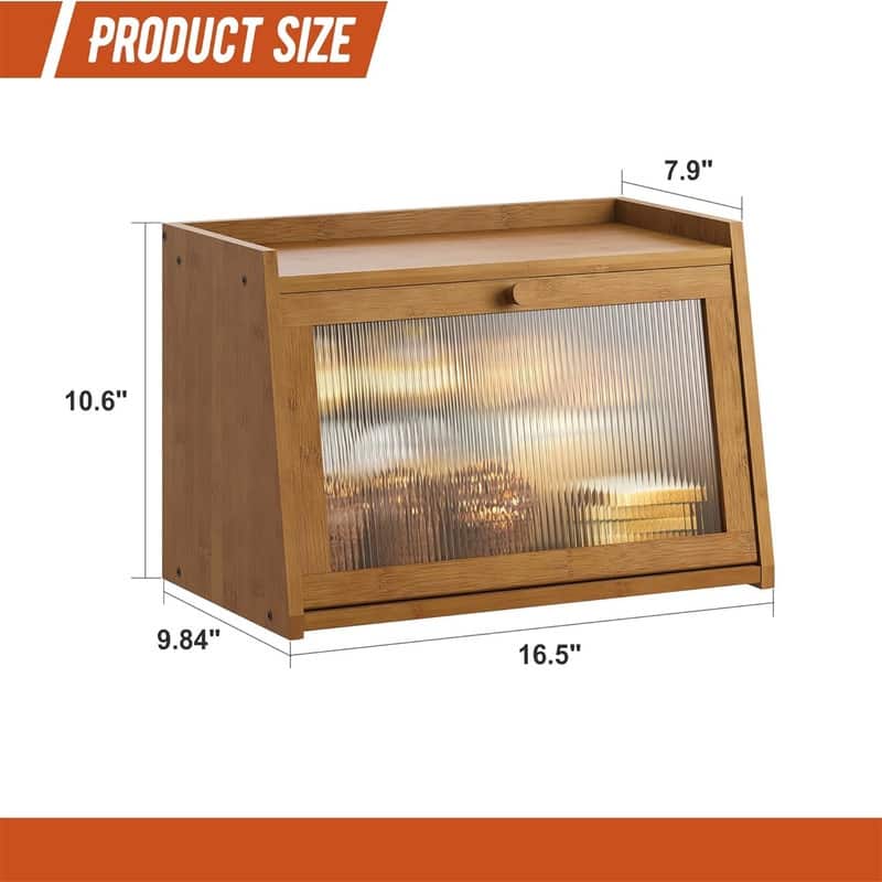 Large bread box for kitchen countertop, rustic-style bread container, bread storage box with window