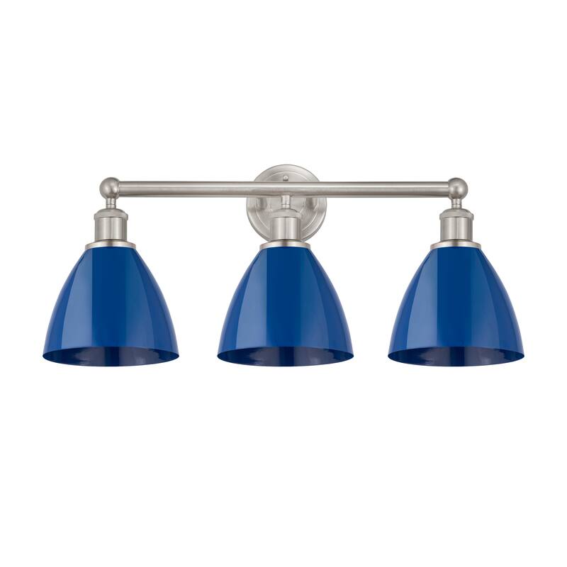 Innovations Lighting Plymouth Dome - 3 Light 26" Bath Vanity Light - Blue/Satin Nickel