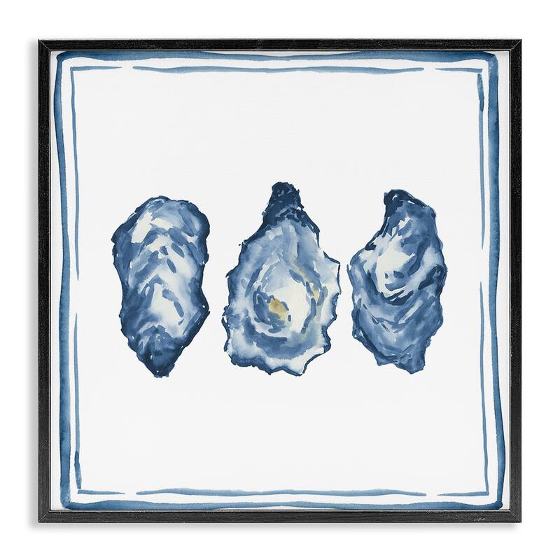 Stupell Oyster Shell Trio Framed Giclee Art Design By Lucille Price - 12 x 12 - Black
