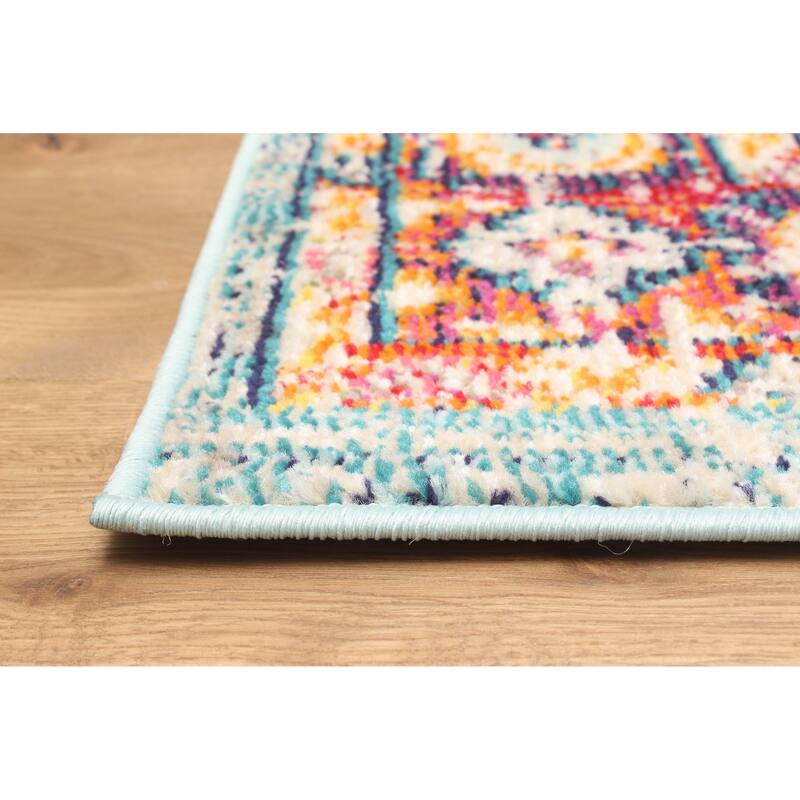 ECARPETGALLERY Machine Made Lotus Blue Area Rug