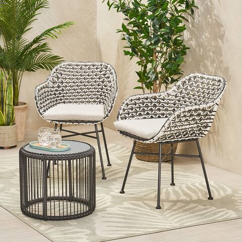 Neblett Outdoor Faux Wicker Chat Set by Christopher Knight Home