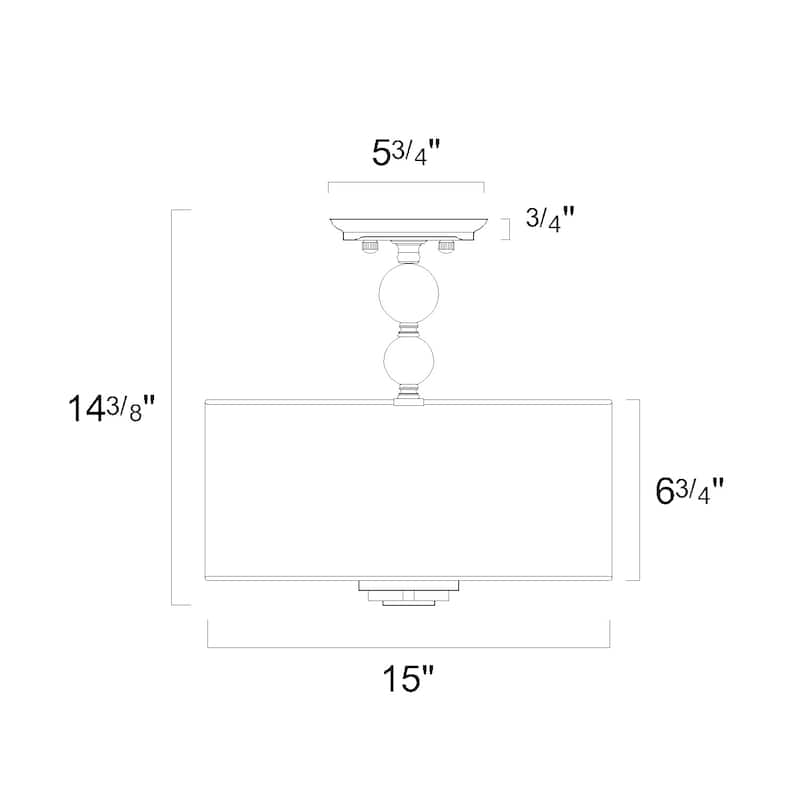 Chrome 3-Light Decorated White Drum Semi Flush Mount