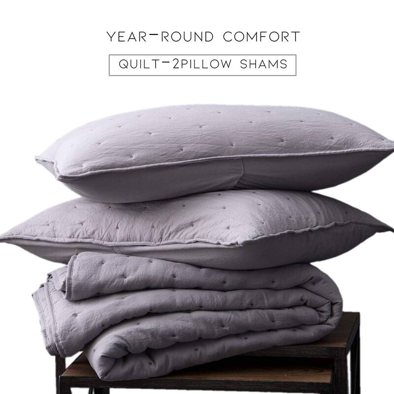 KASENTEX 3Piece Quilt Set Ultra Soft Microfiber StoneWashed