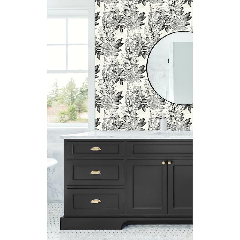 Seabrook Designs Eden Watercolor Leaves Unpasted Wallpaper