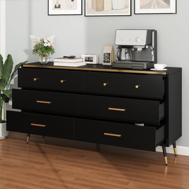 Moasis 47" W 6 Drawers Double Dresser for Bedroom, Chests of drawers