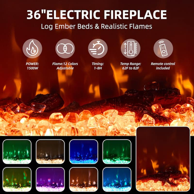 EROMMY Electric Fireplace TV Stand, Living Room Media Storage Cabinet and Entertainment Console