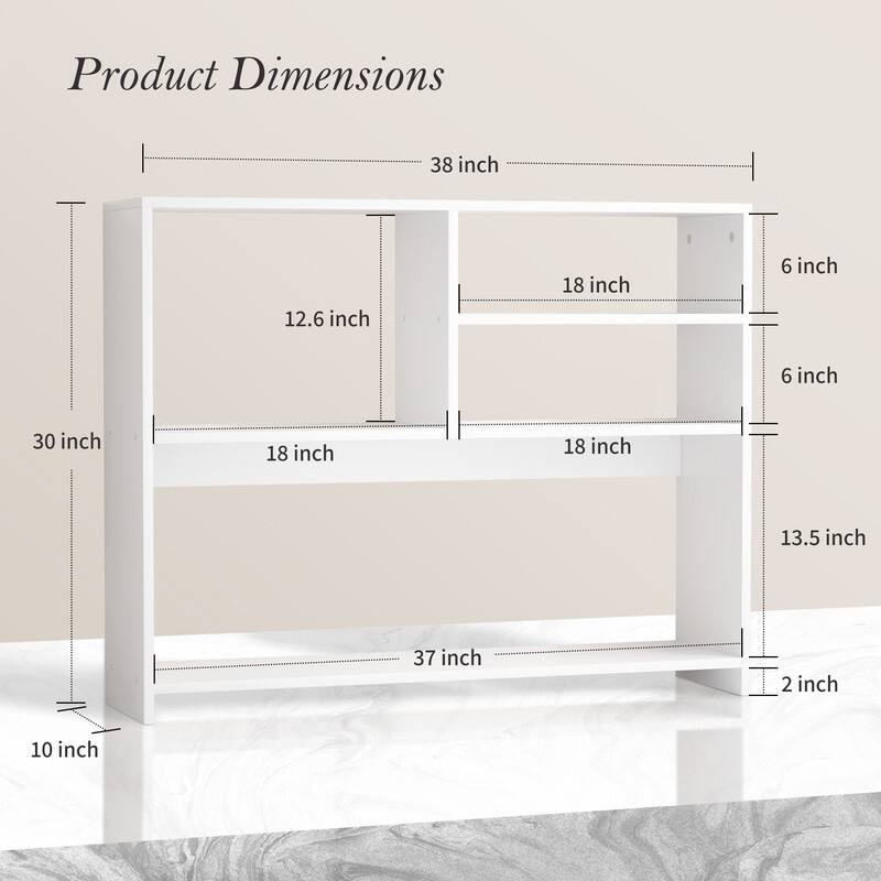 Desktop Shelf Bookshelf Storage for College Dorm Office Home, White
