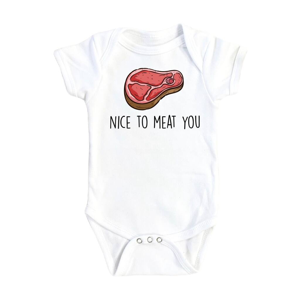 Meat You Bbq - Baby Boy Girl Clothes Infant Bodysuit Funny Cute Newborn