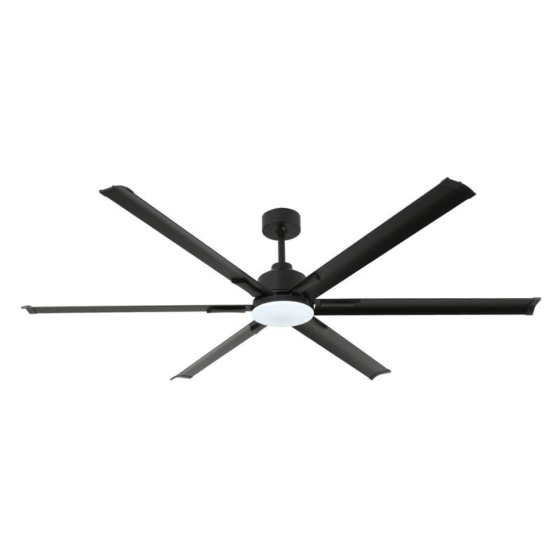 60"/72"/84" Black Modern Downrod Mount Ceiling Fan with LED Light, 6 Aluminum Blades, DC Motor, 6 Speed Reversible
