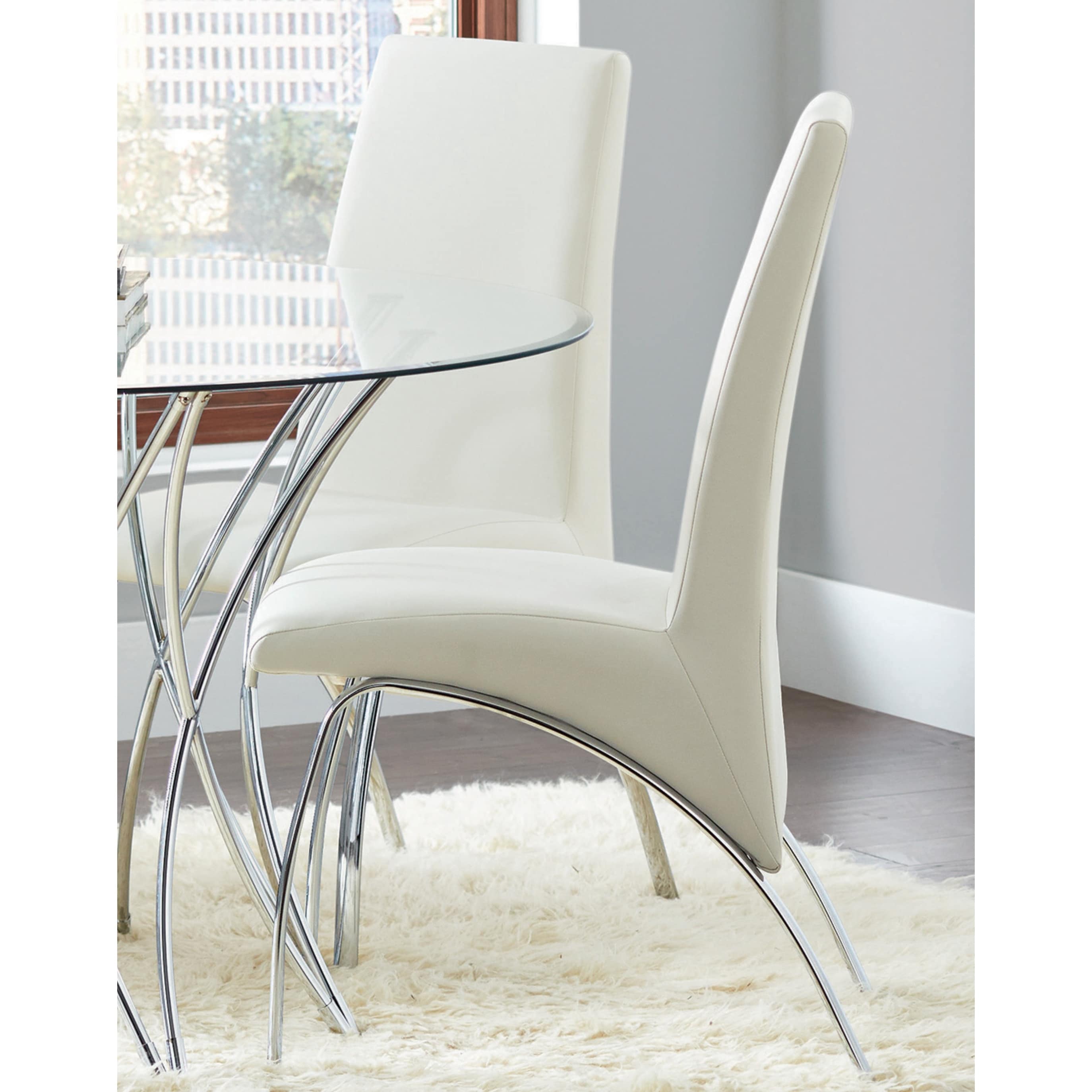 Cream chrome sales dining chairs