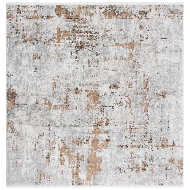 SAFAVIEH Shivan Silke Modern Abstract Rug - 6'7" X 6'7" Square - Grey/Gold