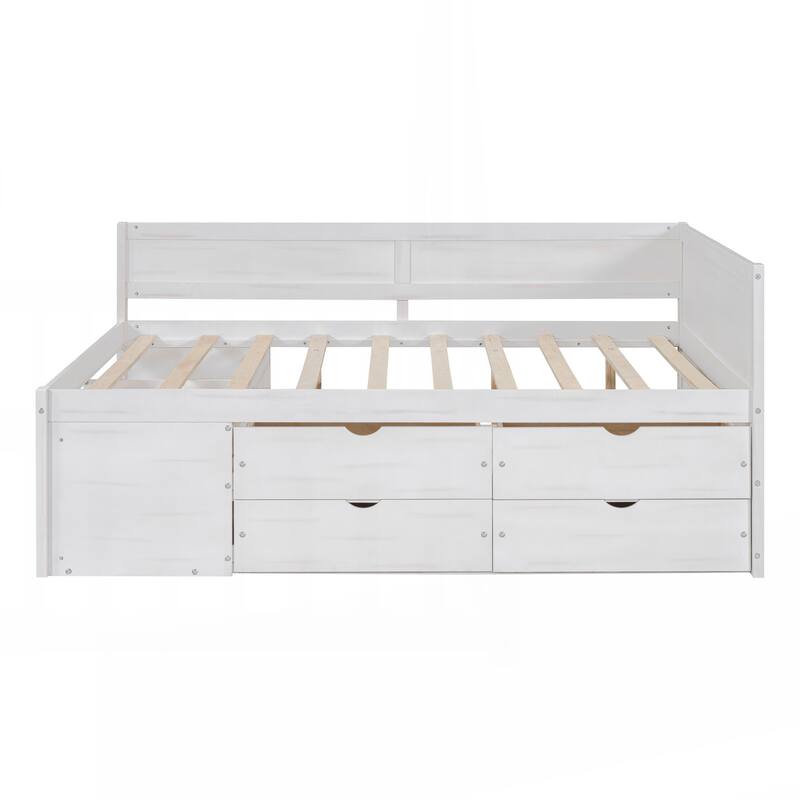 Full Size Daybed with Drawers and Shelves