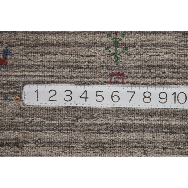 Hand Knotted Oriental 100% Wool Carpet Tribal Animal Pictorial Greys & Charcoal Gabbeh Area Rug - 7' 7'' X 5' 0''