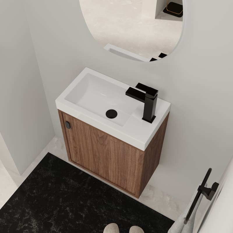 Bathroom Vanity With Sink In 18 Inch, Floating Small Bathroom Vanity With Soft Close Door