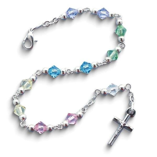 Curata Silver-Tone Multi-Color Faceted Swarovski Crystal Beads Crucifix ...