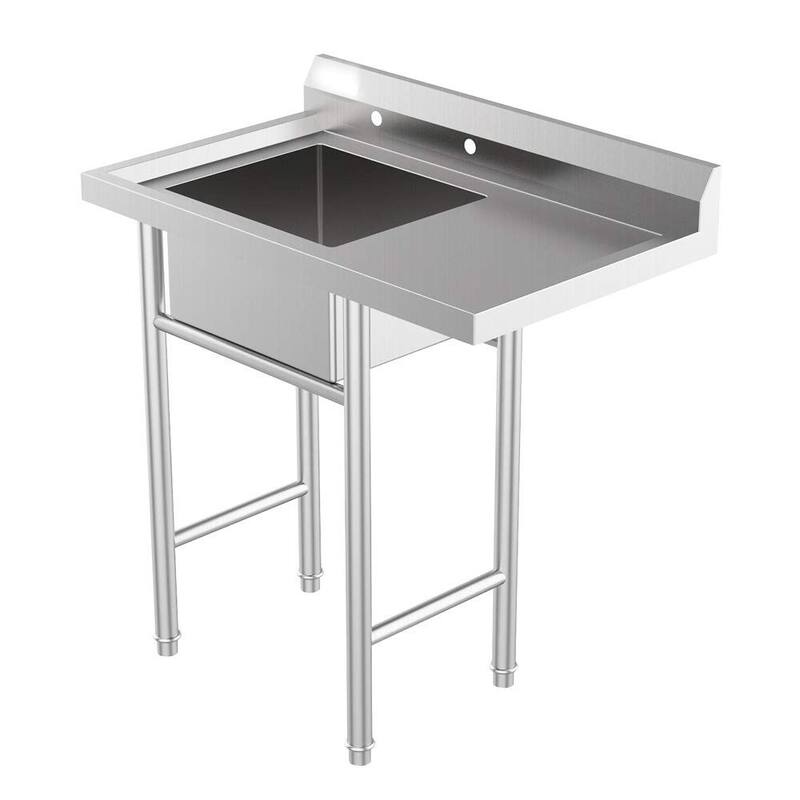 37 in Stainless Steel One Compartment Commercial Utility Sink - N/A - Silver
