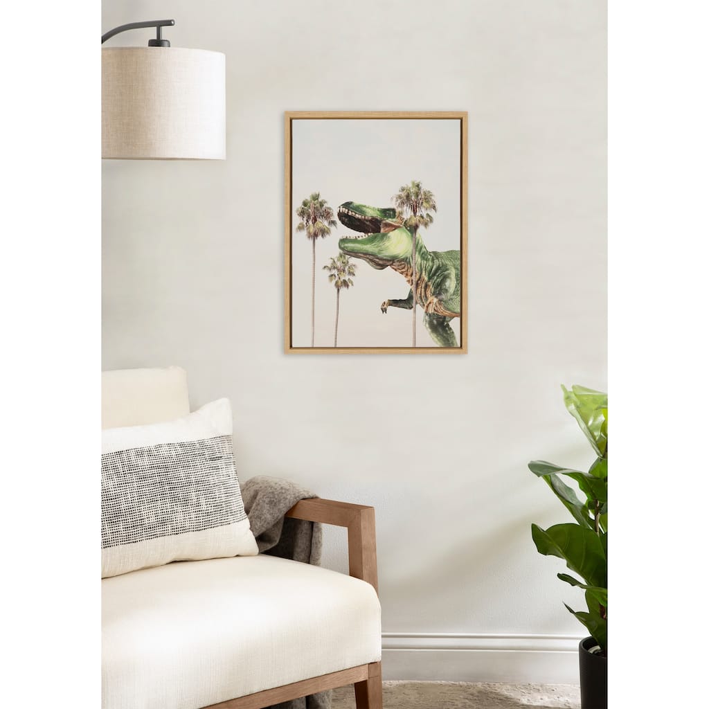 Kate and Laurel Sylvie Dinosaur Framed Canvas by July Art Prints