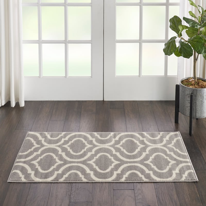 Nourison Jubilant Moroccan Trellis Area Rug - 2' x 4' - Grey