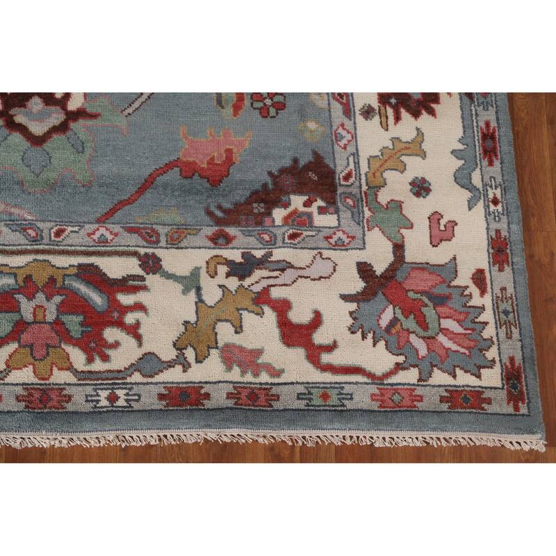 Blue Oushak Indian Area Rug Handmade Living Room Wool Carpet - 7'11"x 10'1"