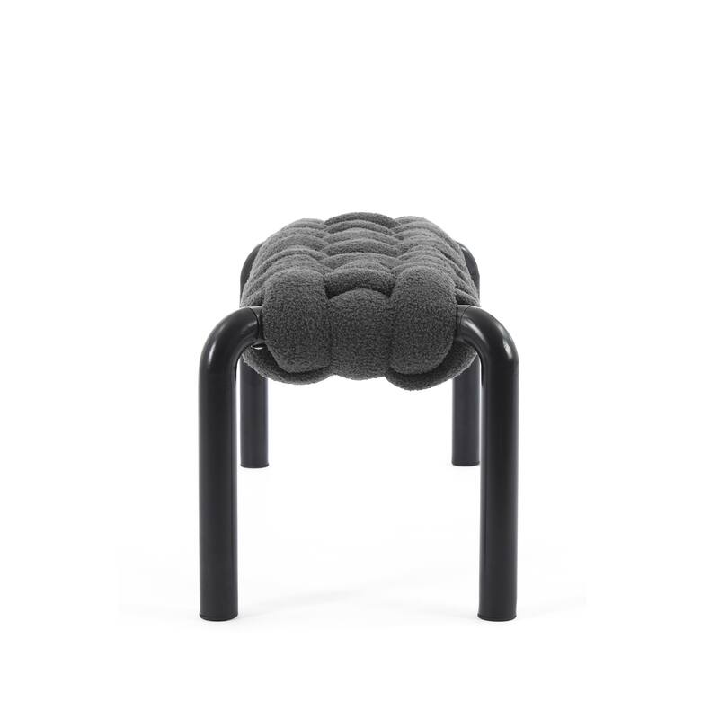 Christopher Knight Home - Teddy Braided Upholstered Bench with Black Metal Legs End-of-Bed Seating