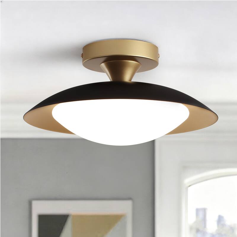 11.8-in W LED Compatible Mid-Century Modern Semi Flush Mount Ceiling Light