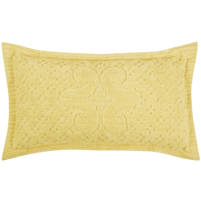 Better Trends Ashton Collection in Medallion Design 100% Cotton Tufted Unique Luxurious Machine Washable Tumble Dry - Yellow - King Sham