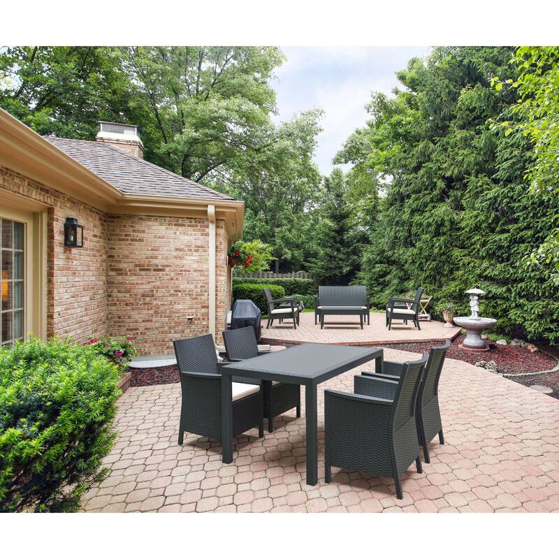 55" Gray Wickerlook Rectangular Patio Dining Table