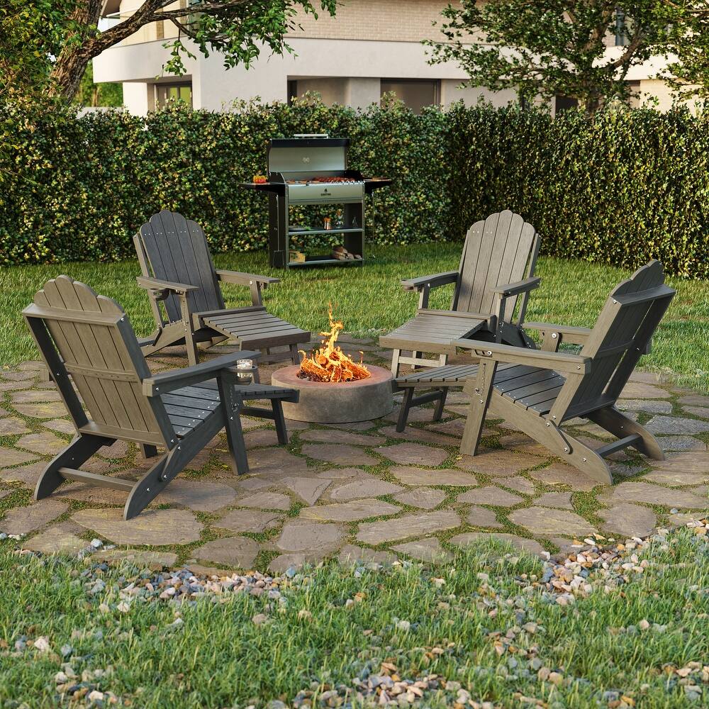 Folding HDPE Adirondack Chair with 3-Position Adjustable & Ottoman