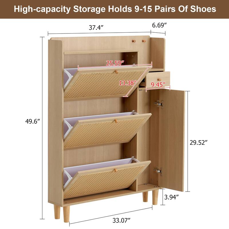 Rattan Shoe Storage Cabinet