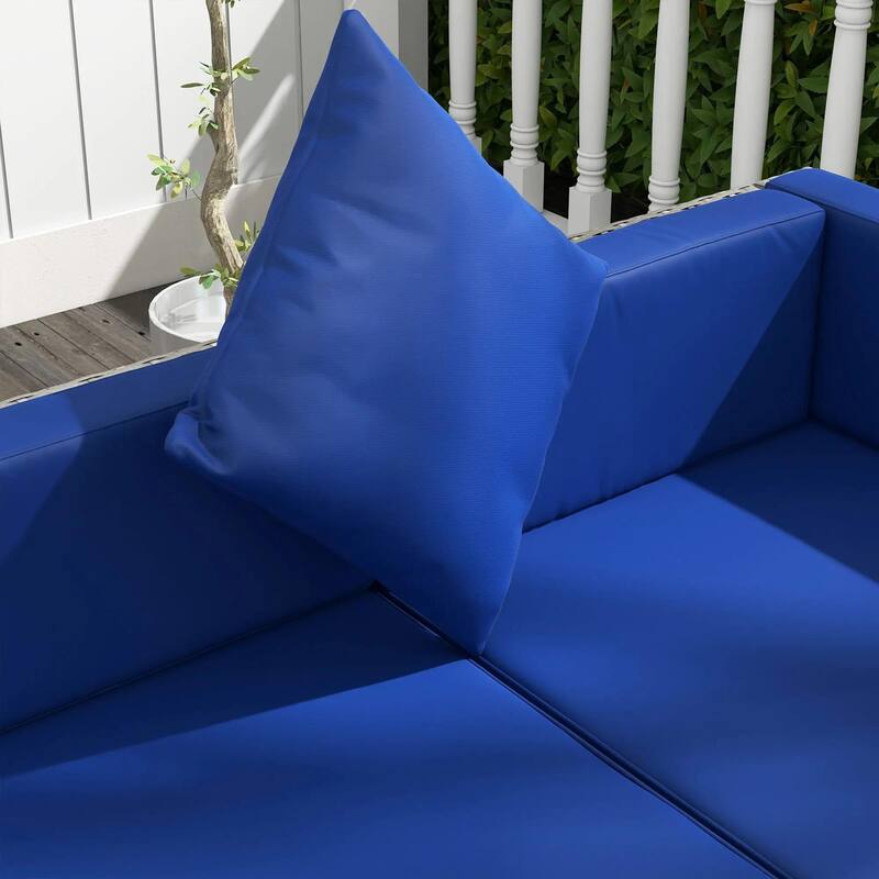 7PCS Patio Sectional,PE Rattan Sofa Coffee Table,Pillows,All Weather
