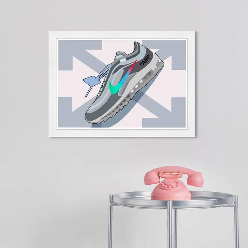 Wynwood Studio Prints Fashion and Glam Modern Day Sneaker Gray and Light Gray Modern & Contemporary Wall Art Canvas Print - White