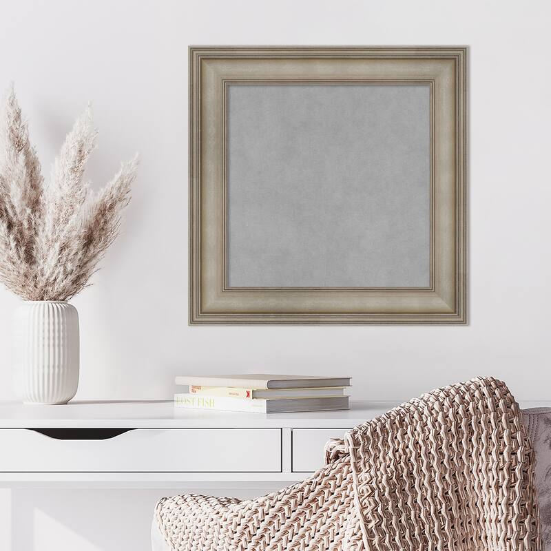 Amanti Art Mezzanine Antique Silver Narrow Framed Magnetic Board
