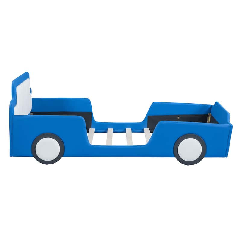Modern Twin Race Car-Shaped Bed with Wheels