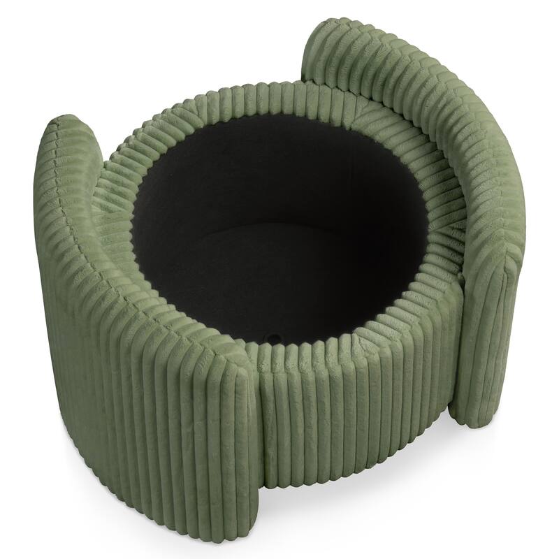 24/7 Shop At Home Modern Round Chenille Storage Ottoman with Flip Top