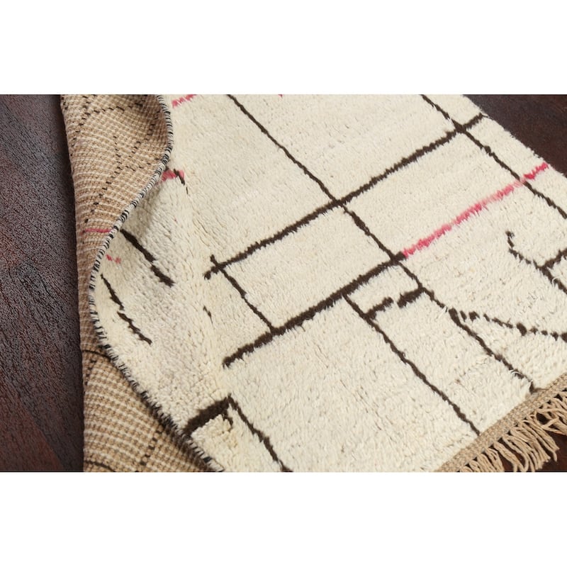 Tribal Moroccan Oriental Home Decor Area Rug Hand-knotted Wool Carpet - 4'1" x 6'7"