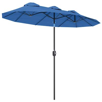 Extra Large Double-Sided Weather-Resistant Patio Umbrella with Crank Tilt and Vented Shade for Outdoors