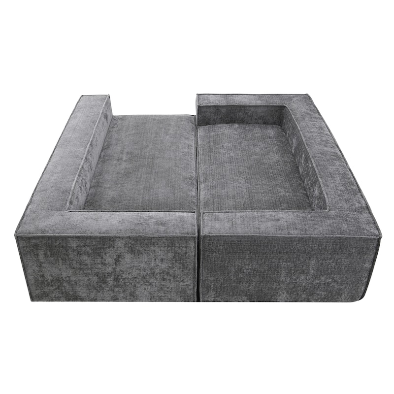 Oversized L-Shaped Modular Sectional Sofa, Wrinkle-Resistant Chenille 6 Seat Cloud Sofa, Full Compression Deep Seat Corner Sofa