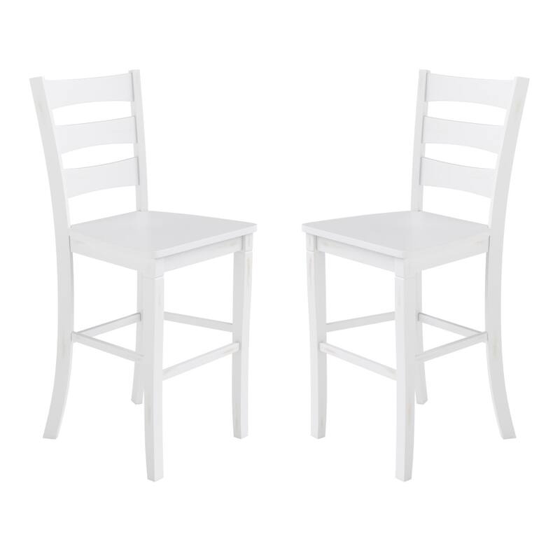 Ladderback Wooden Bar Height Stools with Footrest
